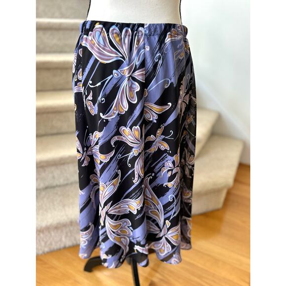 Vintage Y2K Bob Mackie Purple Butterfly Print Knee Length Slip Skirt Whimsygoth - Picture 2 of 7